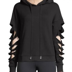 ALO Yoga Black Hoodie with Cut-Out Sleeves
